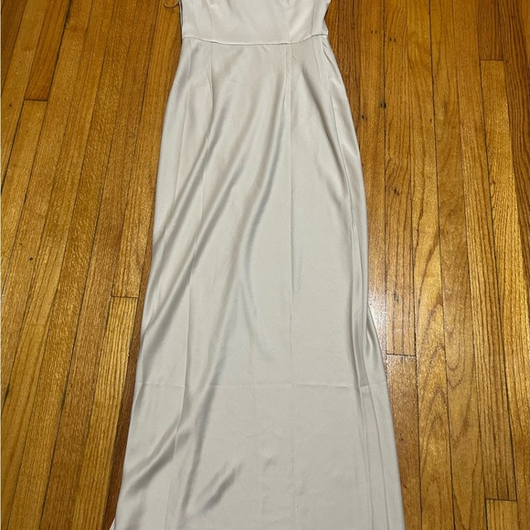 BHLDN Dylan One-Shoulder Satin Side-Slit Gown Champagne Womens Sz 8 - Picture 15 of 16